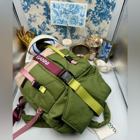 🆕 GANNI 🧿 NWT Tech Recycled Backpack, Kalamata - Picture 9 of 14